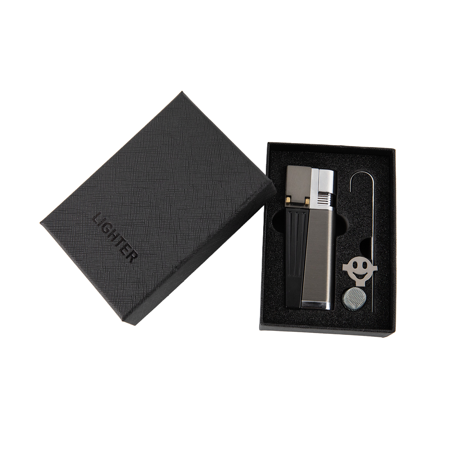 Pipe lighter, refillable lighter, 2-in-1 folding lighter, adjustable flame and refillable lighter, with gift box containing refilling aid (butane not included)