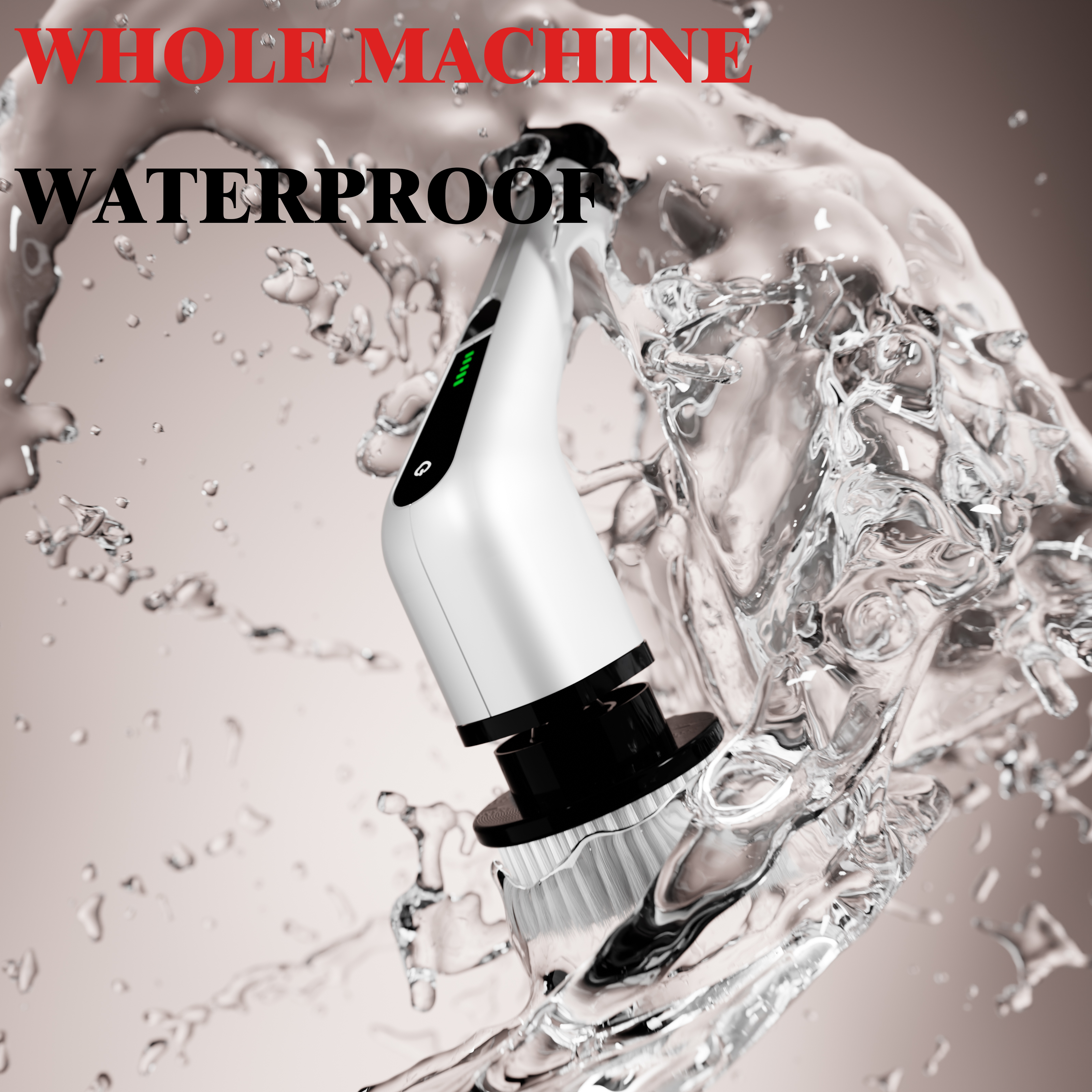 Electric rotary cleaner, household wireless cleaning brush cleaner with multiple replaceable brush heads and 3 adjustable sizes, suitable for bathroom shower, bathtub, glass surface, and car cleaning.