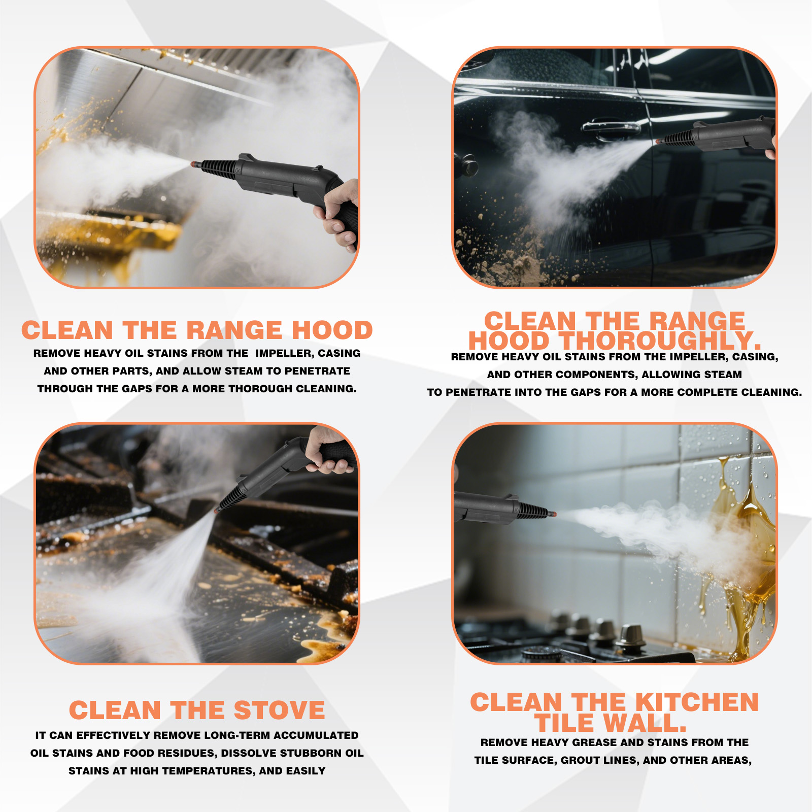 Handheld portable steam cleaner, suitable for steam cleaning of tiles, crevices, windows, bathrooms, kitchens, and fabrics