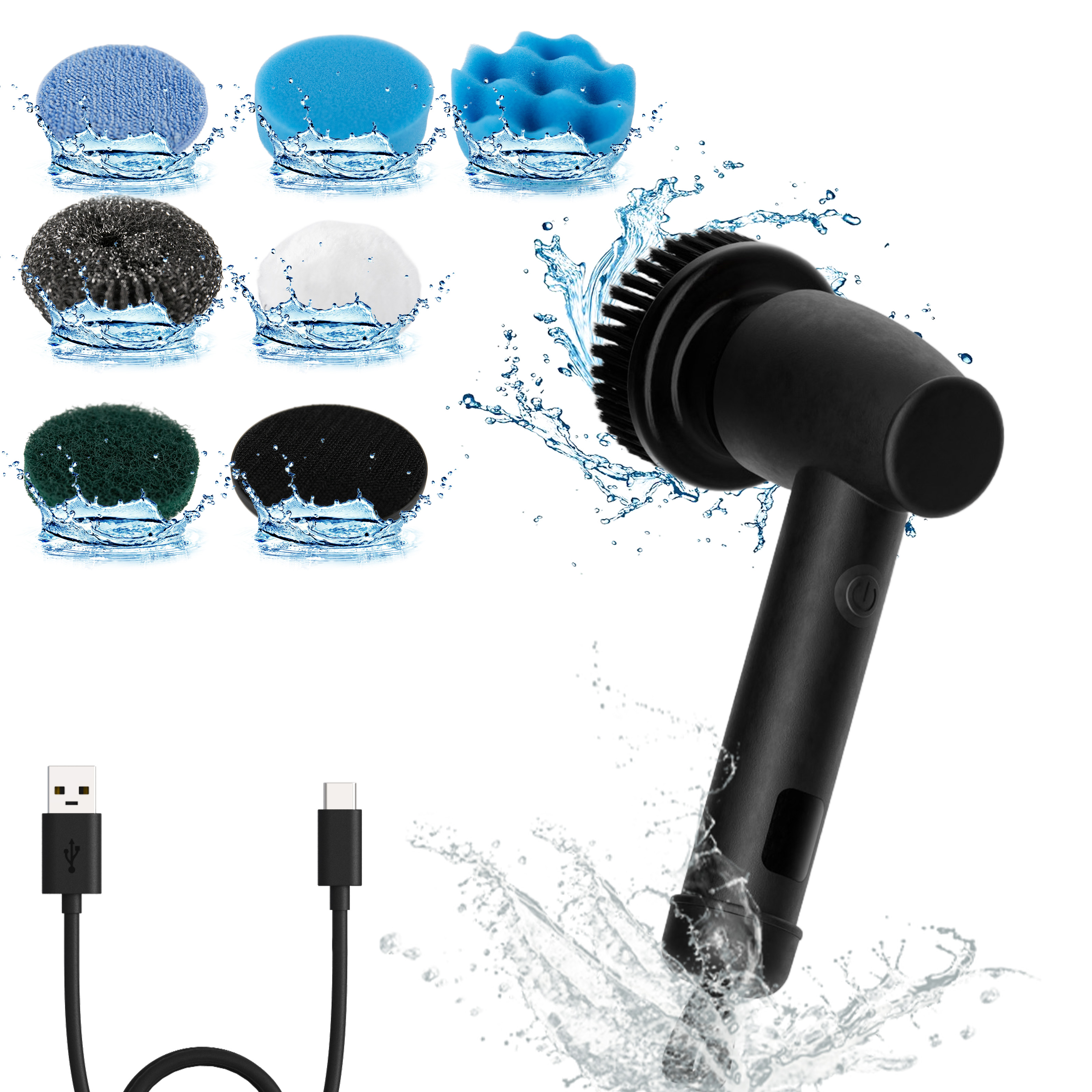 Home small wireless electric rotary cleaner, lightweight, replaceable brush head, powerful cleaning cleaner, suitable for multiple uses such as bathrooms, kitchens, tiles, showers, etc.