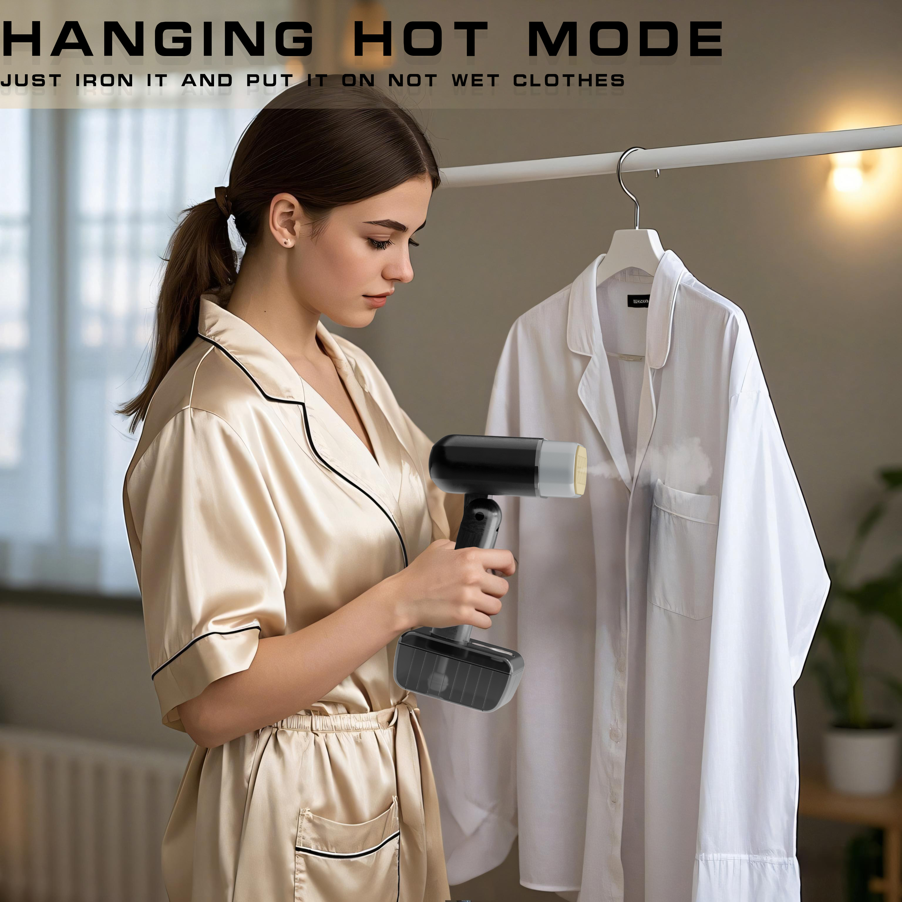 Powerful clothing steamer, portable handheld fabric and clothing steamer, equipped with dust remover and fabric brush, ultra fast heating, powerful wrinkle removal, household portable