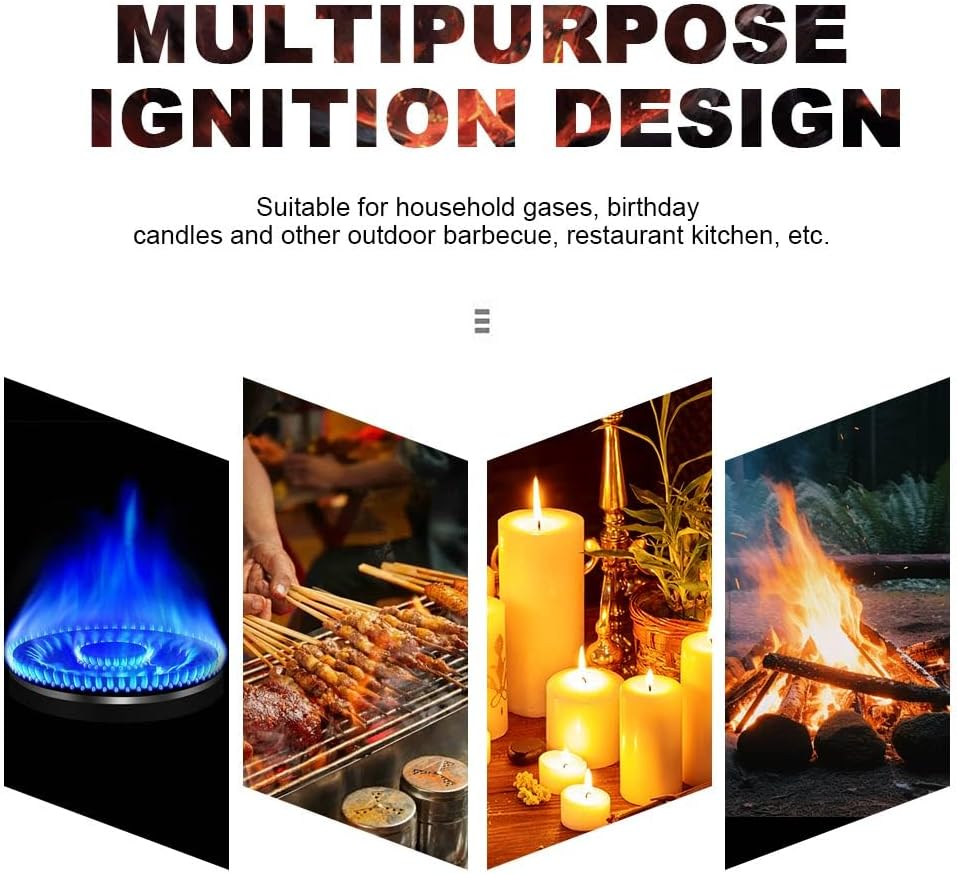 Butane Lighter, 4pcs Refillable Long Flame Lighter for BBQ Candle(No Butane Inside)