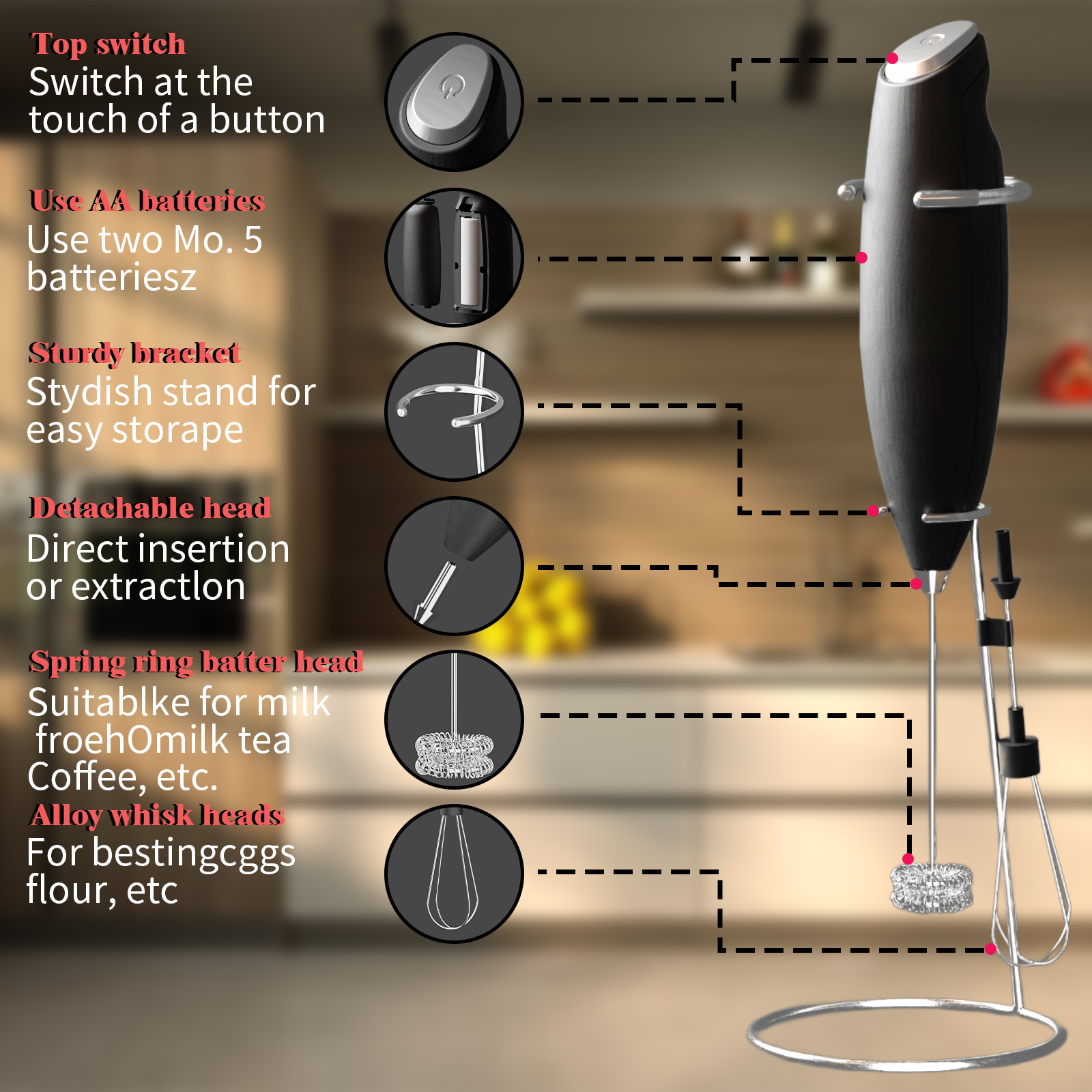 Two in one powerful milk mixer and egg beater - powerful electric hand-held mixer and egg beater for coffee, latte cappuccino, hot chocolate and coffee creamer - super fast foam maker and drink mixer