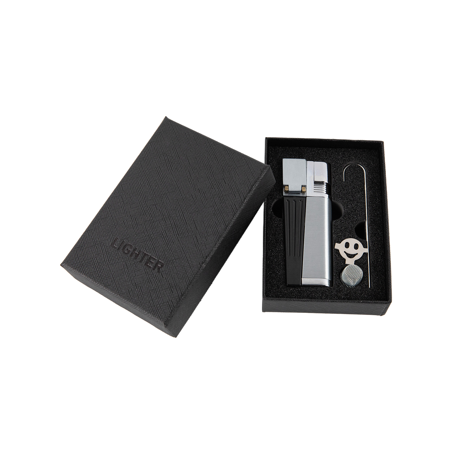 Pipe lighter, refillable lighter, 2-in-1 folding lighter, adjustable flame and refillable lighter, with gift box containing refilling aid (butane not included)